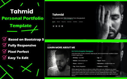 Tahmid -Kişisel Portföy Basit Modern Bootstrap HTML Açılış Sayfası Şablonu