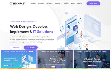 Techfast - İş Hizmetleri ve BT Çözümleri Çok Amaçlı HTML5 Web Sitesi Şablonu