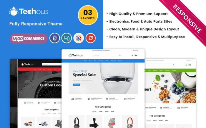 Techous Megashop - Duyarlı WooCommerce Teması