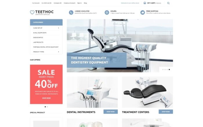 Teethoc - Dental Instruments Magento Teması