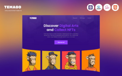 Temago - html5 nft açılış sayfası önyükleme şablonu