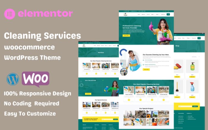 Temizlik Hizmetleri WooCommerce Elementor WordPress Teması