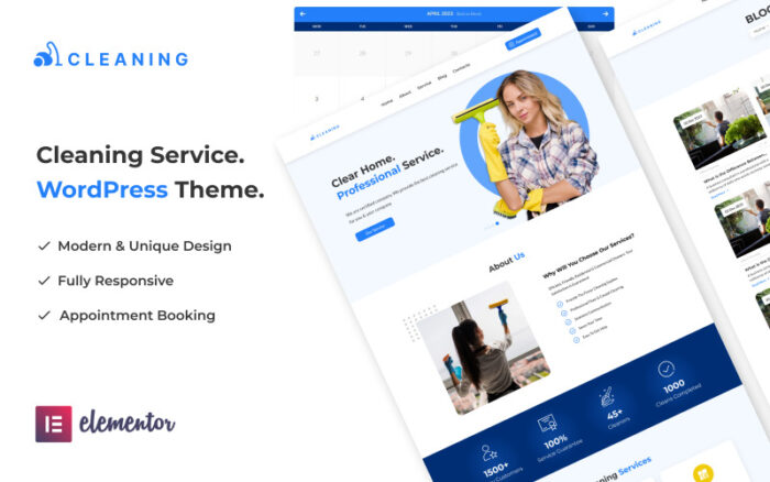 Temizlik Hizmetleri WordPress Teması + Rezervasyon