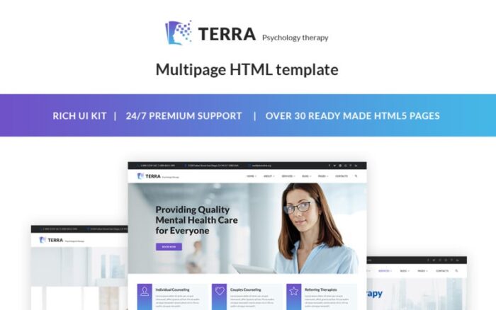 Terra - Duyarlı Psikolog Web Sitesi Şablonu