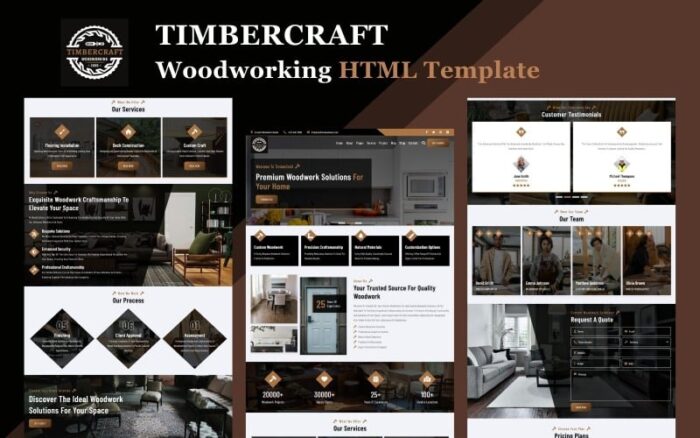 TimberCraft - Marangoz ve Ahşap İşleri HTML5 Web Sitesi Şablonu