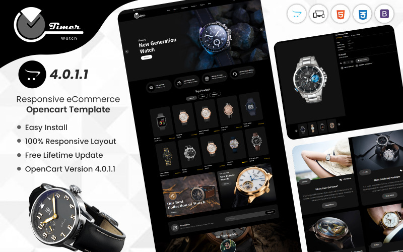 Timerwatch - Watch Store OpenCart 4 Duyarlı Şablonu