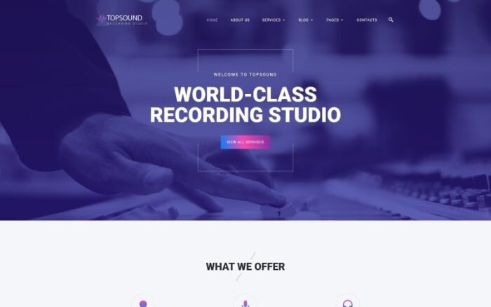 TopSound - Kayıt Stüdyosu Modern Çok Sayfalı HTML Web Sitesi Şablonu