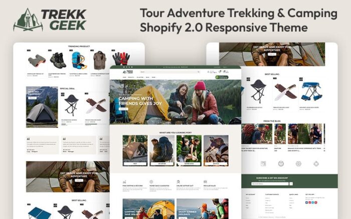 Trekk Geek - Tour Adventure Trekking ve Kamp Mağazası Çok Amaçlı Shopify 2.0 Duyarlı Teması