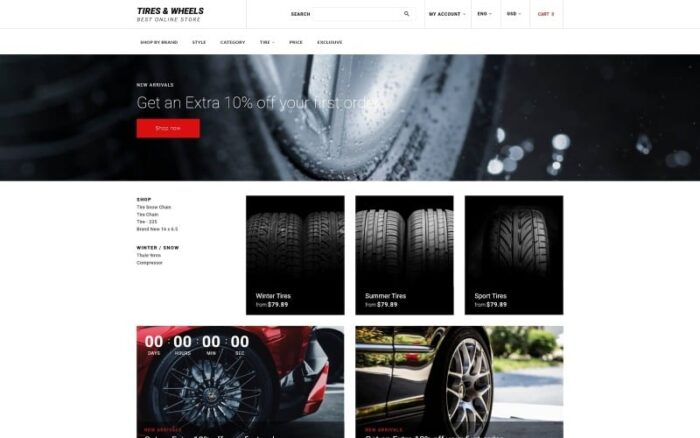 Tyres & Wheels - Auto Parts Online Store OpenCart Şablonu