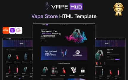 Vape Hub - Ultimate Vape ve E-likit Mağazası e-Ticaret HTML Bootstrap Şablonu