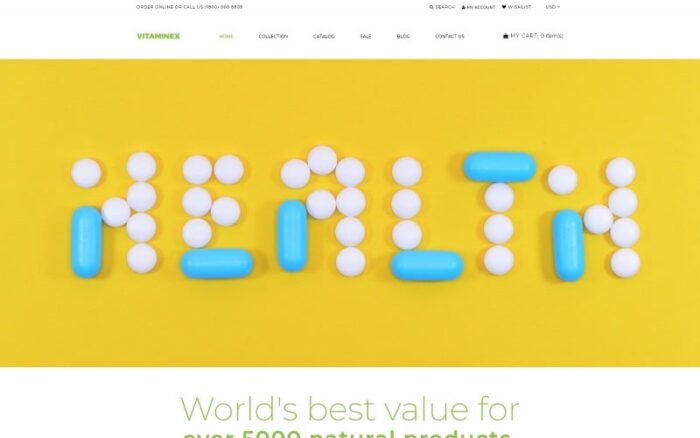 Vitaminex - Drug Store Multipage Creative Shopify Teması