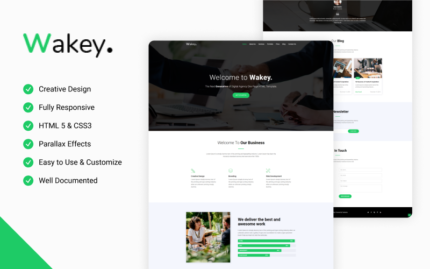 Wakey - Dijital Ajans Tek Sayfa HTML Şablonu