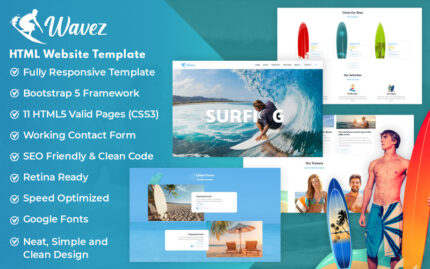 Wavez - Sörf HTML5 Web Sitesi Şablonu