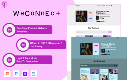 Weconnect Tek Sayfa Podcast HTML Web Sitesi Şablonu