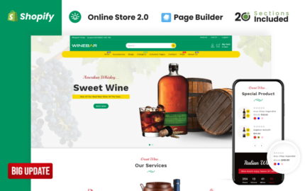 Winebar Alchohol & Drinks Store Shopify Teması