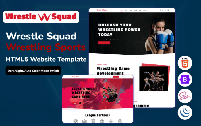 Wrestle Squad - Güreş Sporları HTML5 Web Sitesi Şablonu