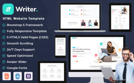 Yazar - İçerik Yazma HTML Web Sitesi Şablonu