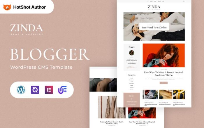 Zinda - Moda Blogu WordPress Elementor Teması