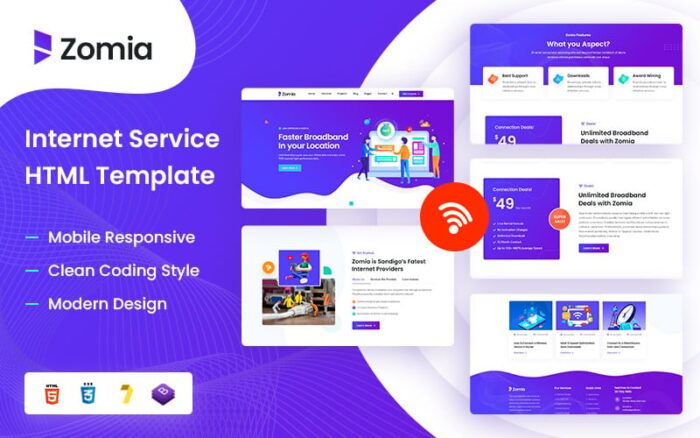 Zomia - ISP ve İnternet Hizmeti HTML5 Şablonu