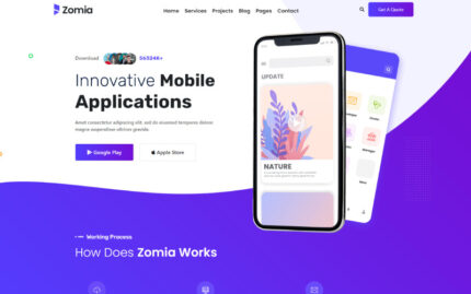 Zomia Uygulama Yazılımı HTML5 Şablonu