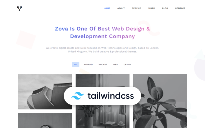 Zova - Minimal Arka Rüzgar CSS 3 HTML Şablonu