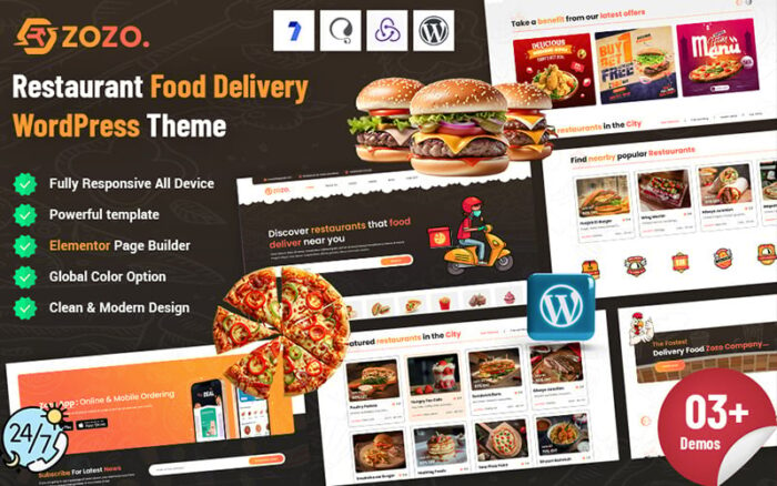 Zozo - Restoran Yemek Teslimatı WordPress Teması